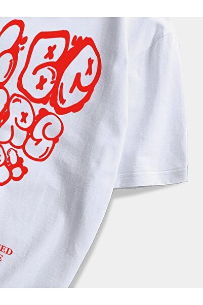 Mad&Calf Unisex Keep Our Hearts εμπριμέ υπερμεγέθη λευκό μπλουζάκι