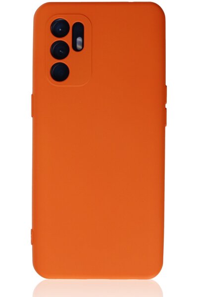 Hatreds Oppo Reno 6 Uyumlu İçi Kadife Mat Renkli Kamera Korumalı Kılıf - Turuncu