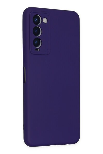 Hatreds Tecno Camon 18 Uyumlu İçi Kadife Mat Renkli Kamera Korumalı Kılıf - Mor