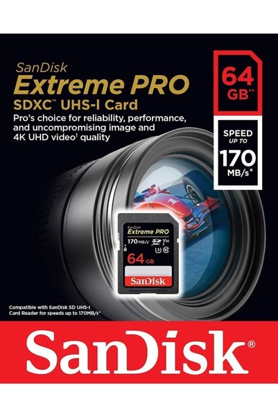 SanDisk Extreme Pro 64gb SD Memory Card Sdxc 4k U3 V30 170mb Sdsdxxy