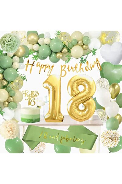 DÜVENCİ TİCARET 18 YAŞ KÜF YEŞİLLİ ZİNCİR BALON SET