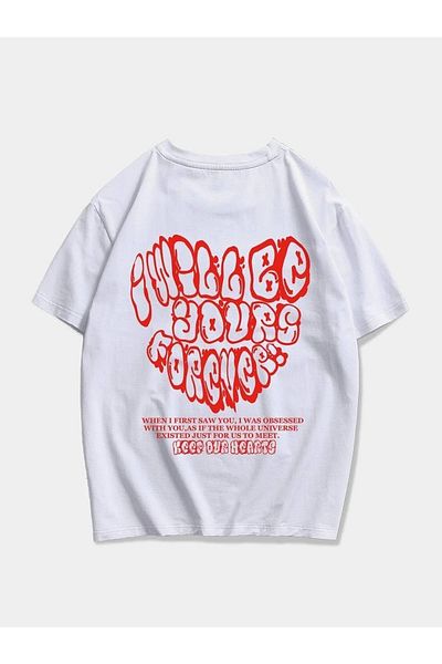 Mad&Calf Unisex Keep Our Hearts εμπριμέ υπερμεγέθη λευκό μπλουζάκι