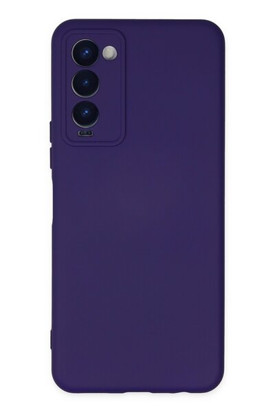 Hatreds Tecno Camon 18 Uyumlu İçi Kadife Mat Renkli Kamera Korumalı Kılıf - Mor