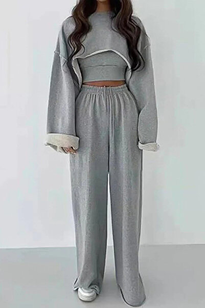 npLStore Set de trening crop pentru femei, cu trei piese