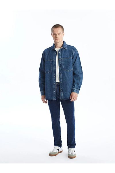 LC Waikiki LCW Jeans - Ανδρικό πουκάμισο με μεσαίο Indigo, Rodeo Regular Fit, μακρυμάνικο