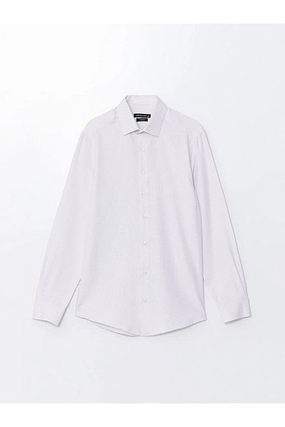 LC Waikiki LCWAIKIKI - Μωβ Slim Fit Dobby μακρυμάνικο πουκάμισο για άνδρες