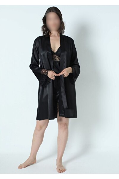 White Velvet Set de mireasă din satin negru - cutie cu 6 piese