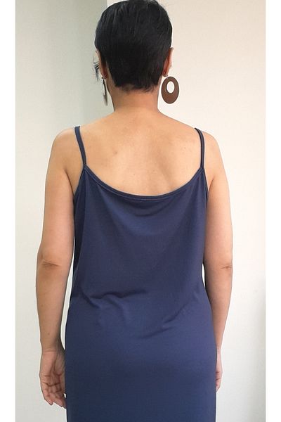Mertcan Butik Μπλε βισκόζη χτενισμένο φόρεμα - Κρεμαστό σχοινί