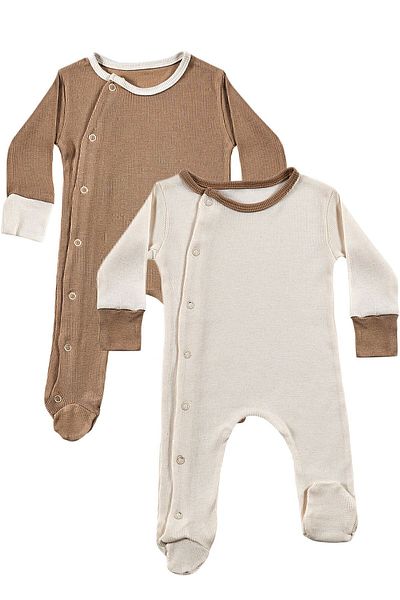 tinylamb Milky Chocolate Baby Rompers Set 2 Pieces Unisex Organic Cotton Newborn Gift Set