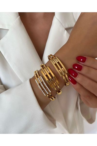 TuğbaYılmazAksesuar Classic Rib Steel Handcuff Bracelet
