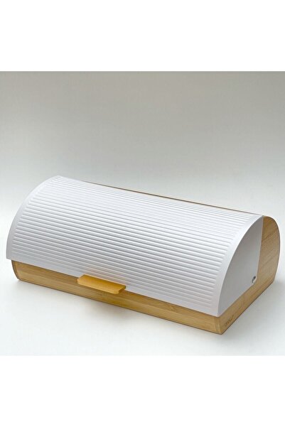 BirazcikModa Arow Bambu Lüx Ekmeklik Metal Kapaklı Raylı Sistem Beyaz Dgdk7768