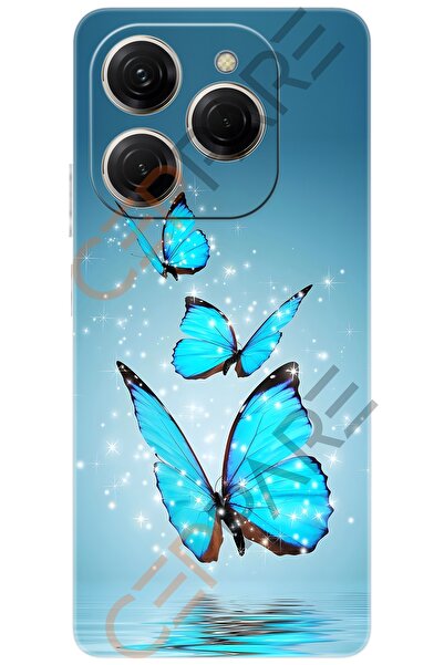 TECNO Spark 20 PRO (KJ6) Uyumlu Kılıf Desen Baskılı Silikon Mavi Kelebek STK:710 CP-NlCxEOj