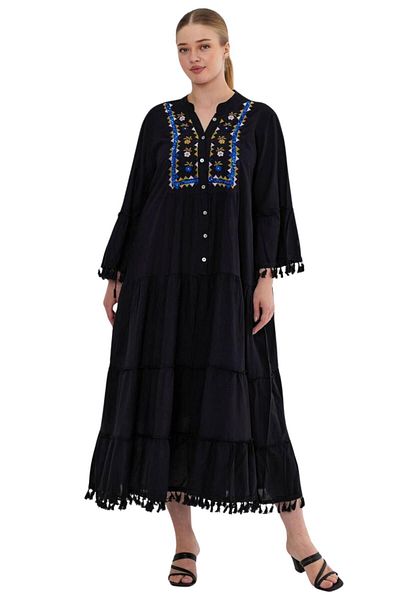lovebox Shiny Tassel Style Embroidery Embroidered Relaxed Fit Dress - SMR-002
