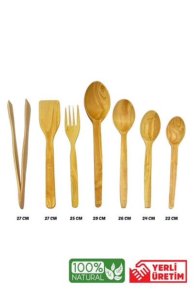 Kitchen Mania 7 Piece Boxwood Spoon-Wooden Spatula Wooden Spoon Tongs-Luxury Set