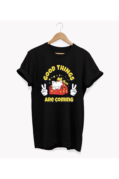 remonz Good Things Printed Crew Neck 100% Cotton Basic T-Shirt - Κανονικό μέγεθος