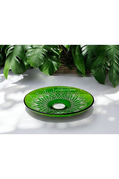 Paşabahçe Footless Handcrafted Cutting Decor Presentation Plate