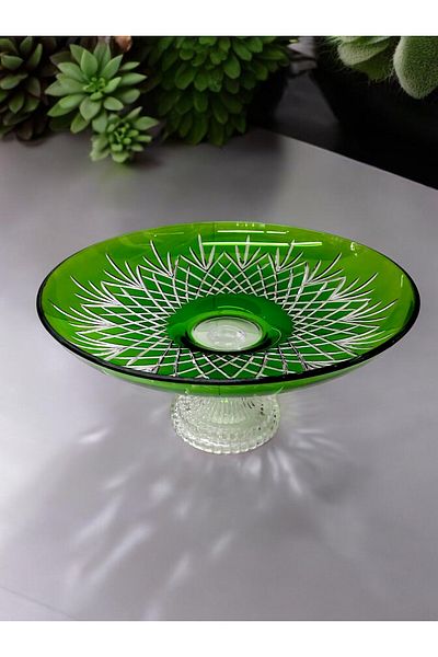 Paşabahçe Standing Handcrafted Decorated Presentation Plate