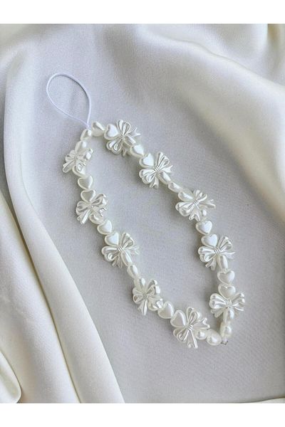 PEONY - peonyofficiall Heart Pearl Phone Charm - Bow Lanyard