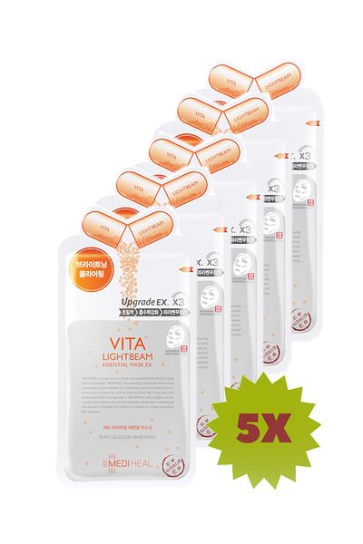 Mediheal 5-Pack Vita Lightbeam Essential Mask - Vitamin and Brightening Face Care