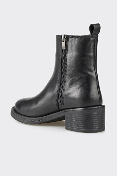 Elle Shoes Siyah Deri Kadın Topuklu Bot