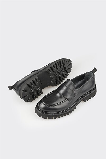 Elle Shoes Siyah Deri Erkek Günlük Loafer