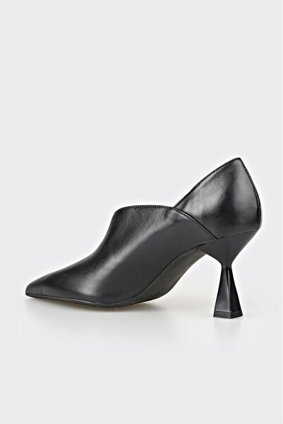 Elle Shoes Siyah Deri Kadın Topuklu Ayakkabı