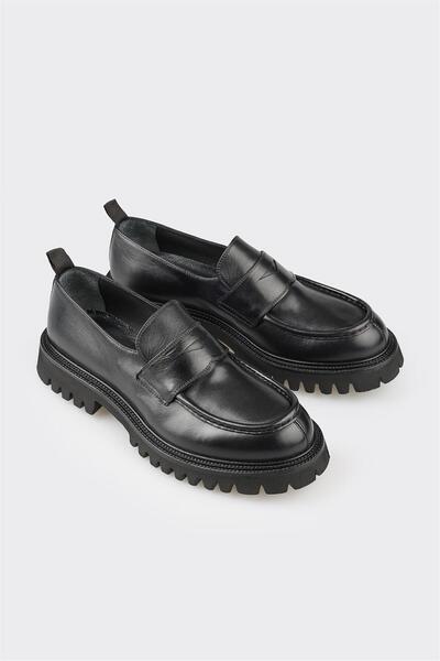 Elle Shoes Siyah Deri Erkek Günlük Loafer