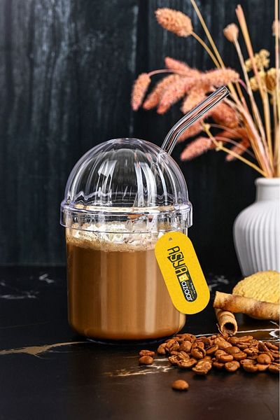 ASYA BAZAAR 2 زجاج مع قش وغطاء كريستالي