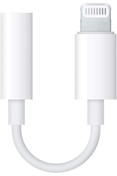 Apple محول Lightning أبيض إلى مقبس سماعة الرأس مقاس 3.5 مم