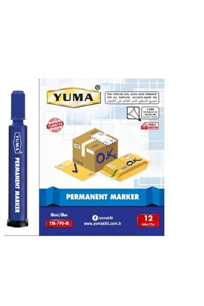 Yuma Blue Handle Pen - 12 Pieces