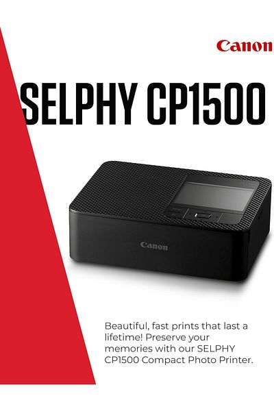 Canon طابعة الصور المحمولة الملونة SELPHY CP1500 باللون الأسود