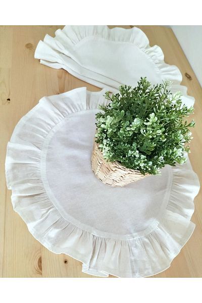 eyma home 6 Τεμάχια % βαμβακερό ακατέργαστο λινό πλατό - βολάν