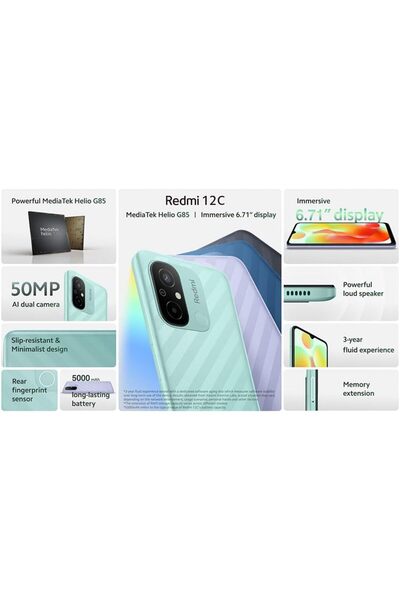 Xiaomi Redmi 12C Dual SIM 6GB RAM 128GB 4G LTE Graphite Grey