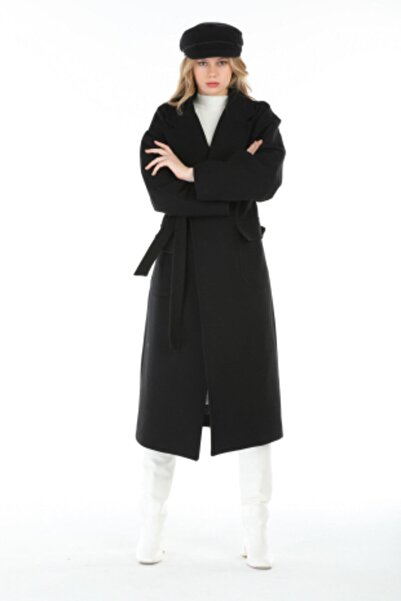 Pitti Black Men's Collar Long Women's Coat