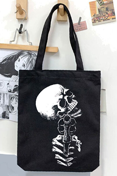 Darkhane Black Unisex Canvas Bag - Pulling Gabardine, Skull and Gun