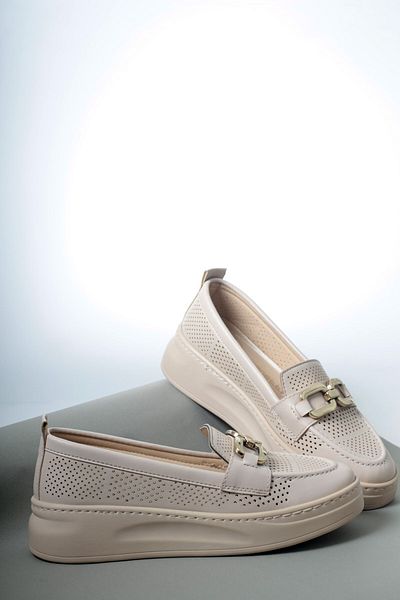 ayakkabiyolla Orthopedic Women's Shoes - Gold Ornamental Detailed, Thermo Sole