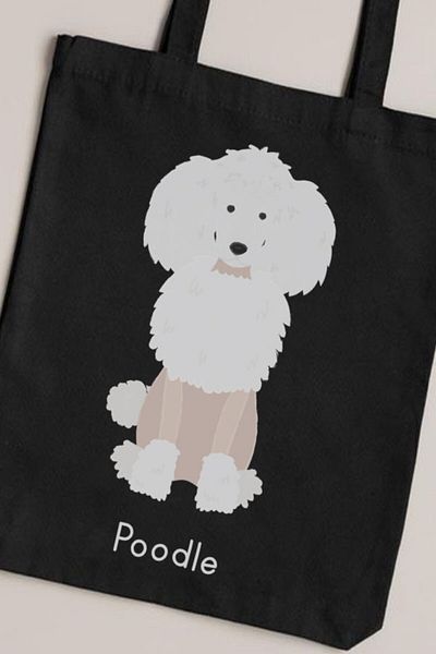 Darkhane Black Pudel Love Unisex Gabardine Canvas Bag