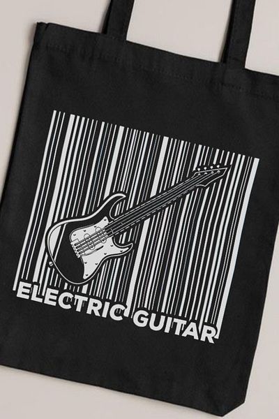 Darkhane Black Unisex Gabardine Canvas Bag - Electric Guitar Barcode
