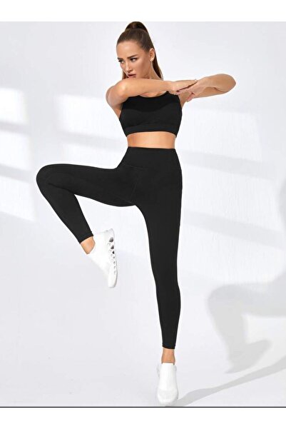 Sea Queen Black High Waist Corset Interlock Leggings - with Wide Belt and Rec...