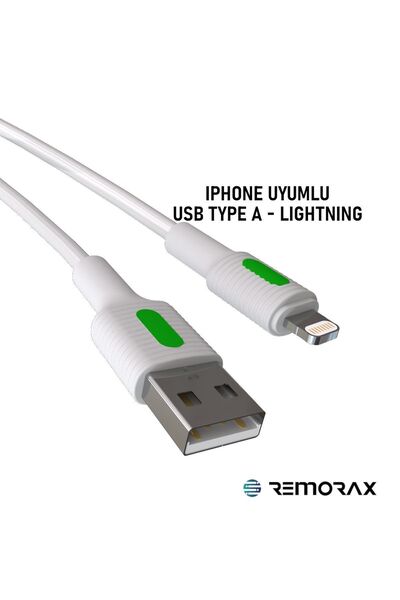Coral Iphone Uyumlu, Usb A-lightning, 150 Cm, 2.0a Hızlı Şarj Kablosu, Yeşil/beyaz