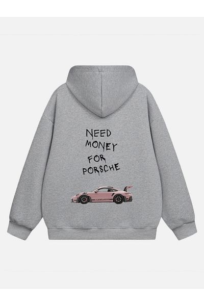 Mad&Calf Φούτερ Porsche Printed Unisex Oversize με κουκούλα Fleece