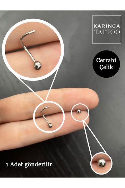 Karınca Piercing Steel Nostril Nose Piercing - Surgical Ant Tattoo