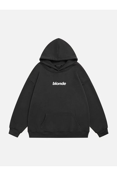Mad&Calf Unisex Fleece Oversize Φούτερ - Ξανθό εμπριμέ, με κουκούλα