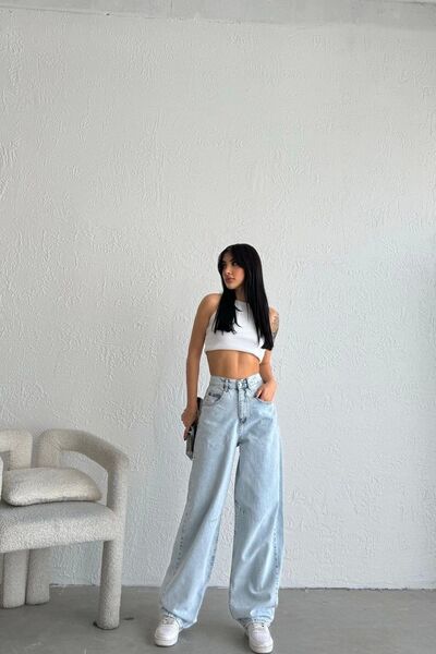 SU SHE WANDER'S Kemer Tokalı Yıkamalı Baggy Jeans