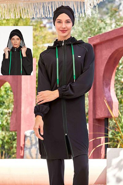 Remsa Mayo Ronına 4579 Μαύρο Μαγιό Hijab - Αποσπώμενη κουκούλα