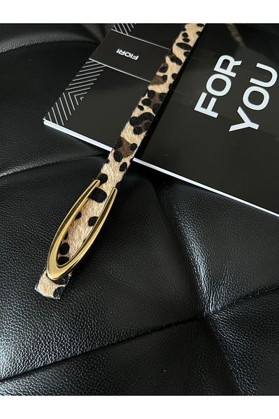Fiori Curea lungă cu imprimeu leopard pentru femei - pentru haină, cămașă și rochie