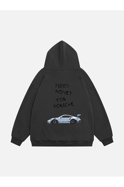 Mad&Calf Unisex oversize fleecová mikina Porsche s potiskem