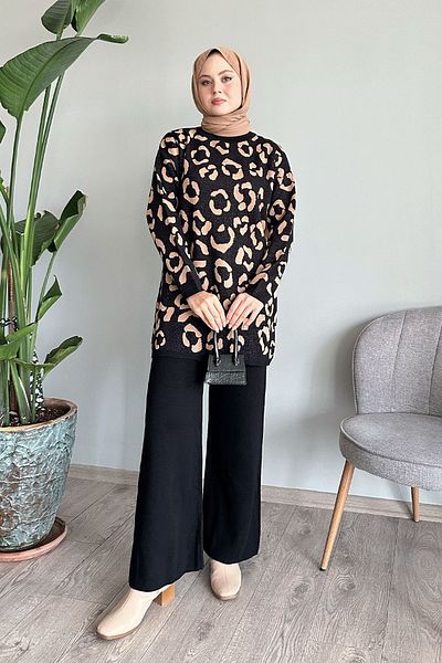 InStyle Pulover de tricotaj cu model cu sclipici negre