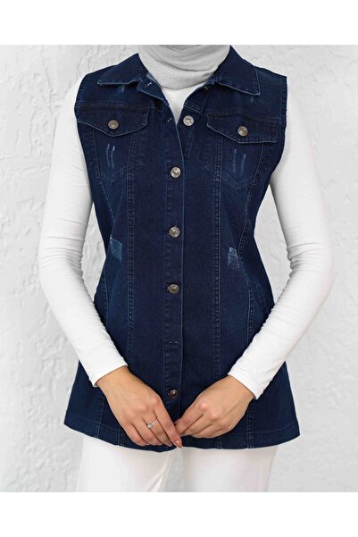 sorisso Short Denim Vest with Ripped Detail
