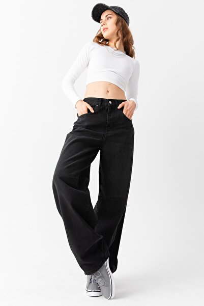 SU SHE Vane's Buckle Detailed Loose Cut Wide Leg Comfortable Baggy Jean Jeans...